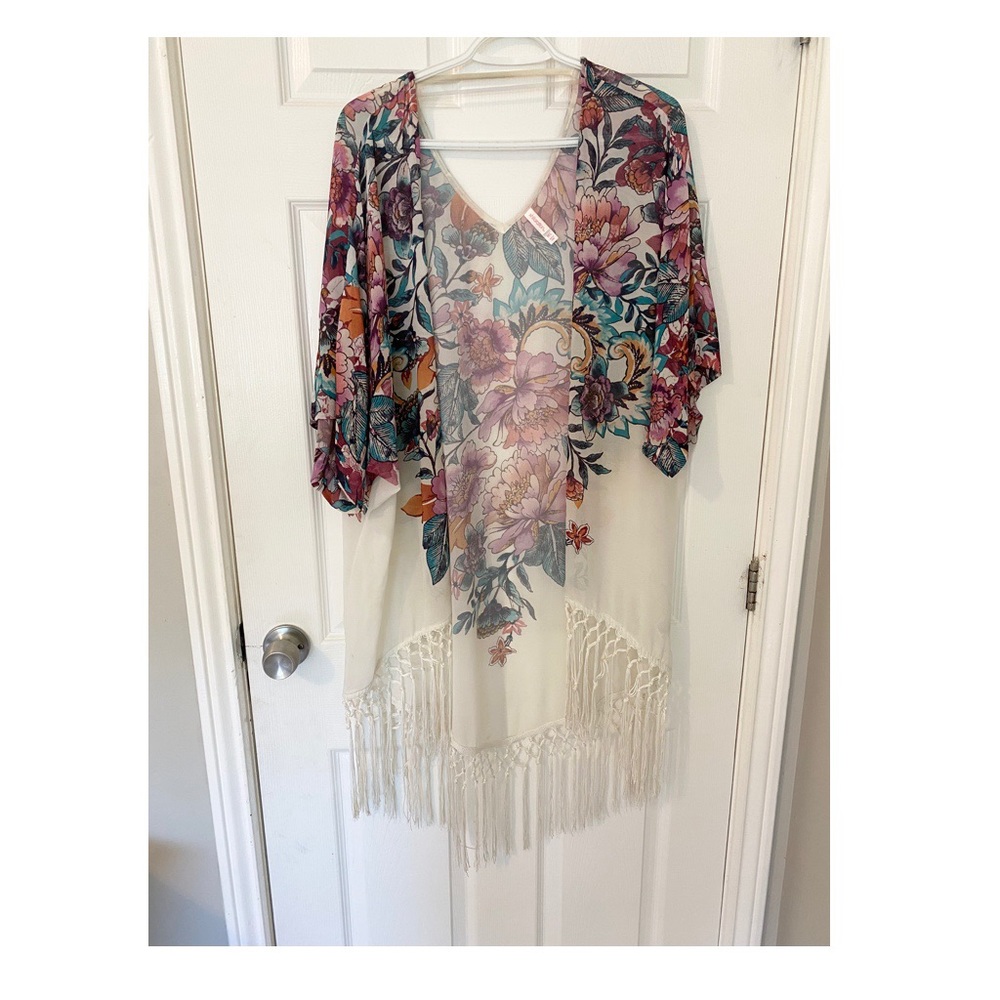 ‘Boho Multicoloured SwimSuit Cover Up/Cardigan’